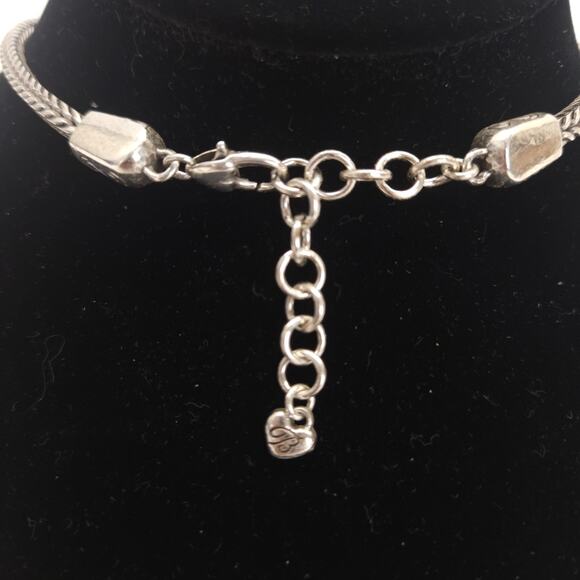 Brighton Mercer Necklace Woven Chain Link Silver Chunky Hammered Artisan 19" - Picture 5 of 7